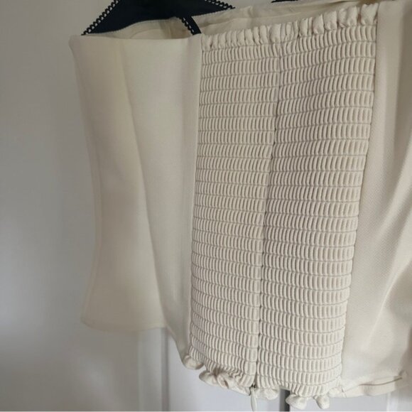 NEW Reformation Melanie Strappy Top Woven Silk Contrast Ivory White | size 2 - Picture 10 of 11